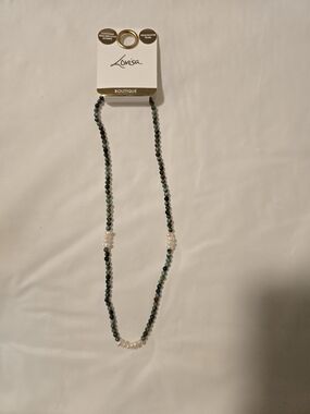 Lovisa Green Bead Necklace with Pearl Accents